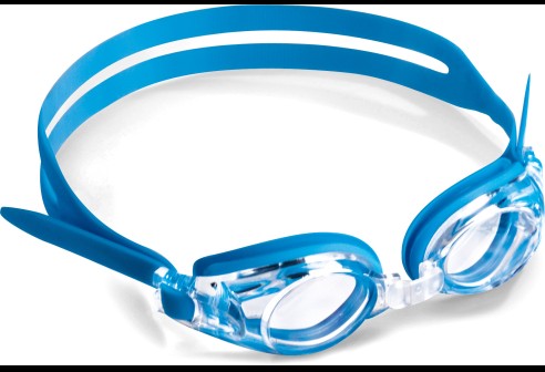 Zwembril kinder compleet gemonteerd met planglazen, blauw