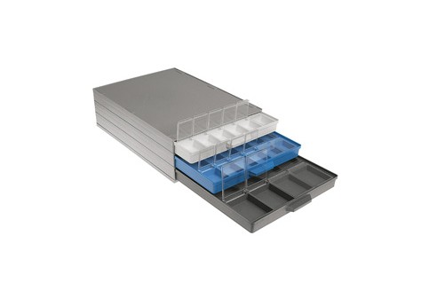 Onderdelenkast, met drie laden, incl. klapboxen
