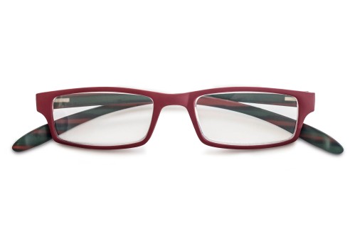 Leesbril kunststof montuur met 'neckholder' veren bordeaux-groen