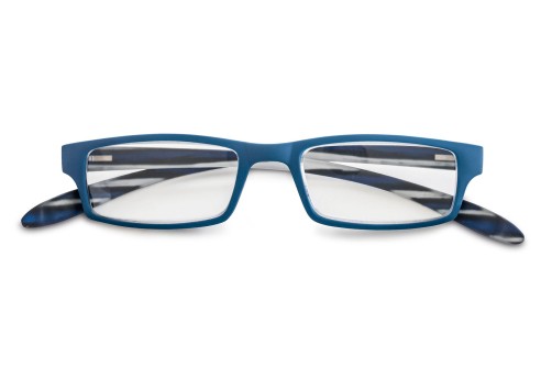 Leesbril kunststof montuur met 'neckholder' veren blauw-zwart