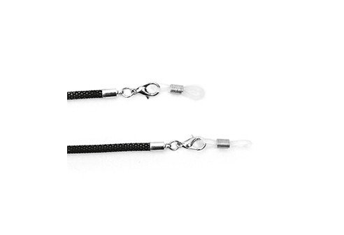 Brilketting slang met karabijnsluiting zwart, 3 stuks