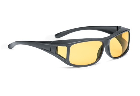 Overzetzonnebril zwart met gele nightview glazen