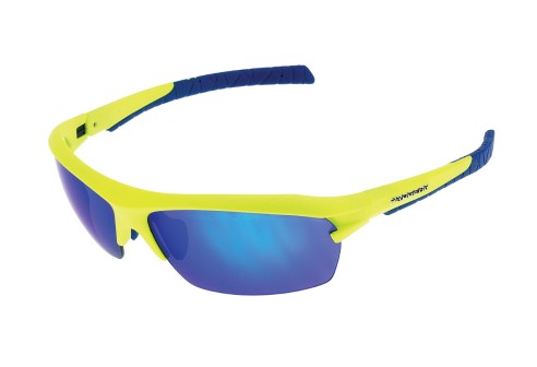 Progear Sportshades Racer mat neon geel met blauw verspiegelde lenzen
