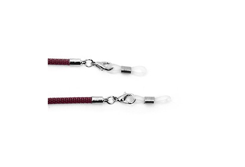 Brilketting slang met karabijnsluiting marsala rood, 3 stuks