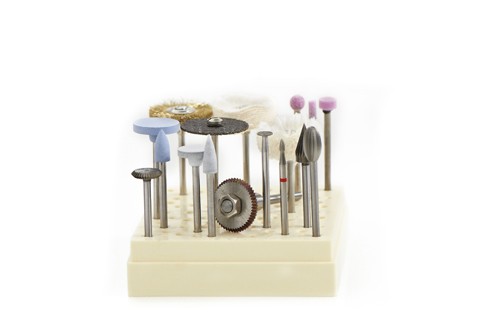 Kleingereedschap assortiment, frees- en polijstset, 17-delig, in kunststof box