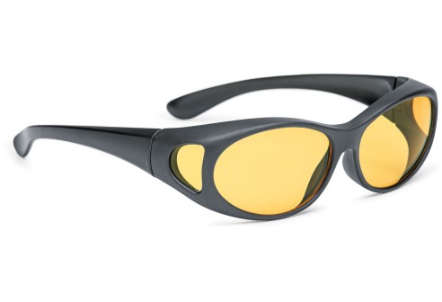 Overzetzonnebril zwart met gele nightview glazen