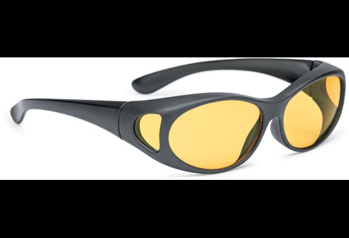 Overzetzonnebril zwart met gele nightview glazen